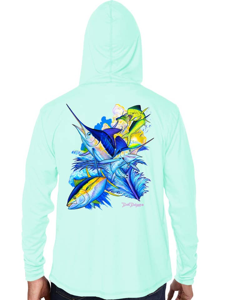 Hoodie de performance Offshore Slam Seagrass pour hommes pour la vente par David Dunleavy