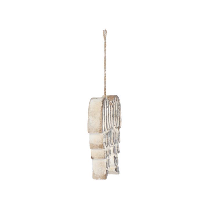 Vatican Homes - Wholesale Ornament - 5"Silver Wooden Angel Wings Ornament