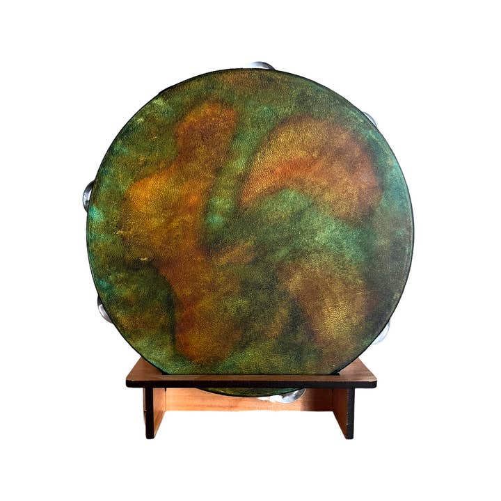 inRhythm - Vendita all'ingrosso Scultura - Tamburello verde da 10" con espositore illuminato opzionale