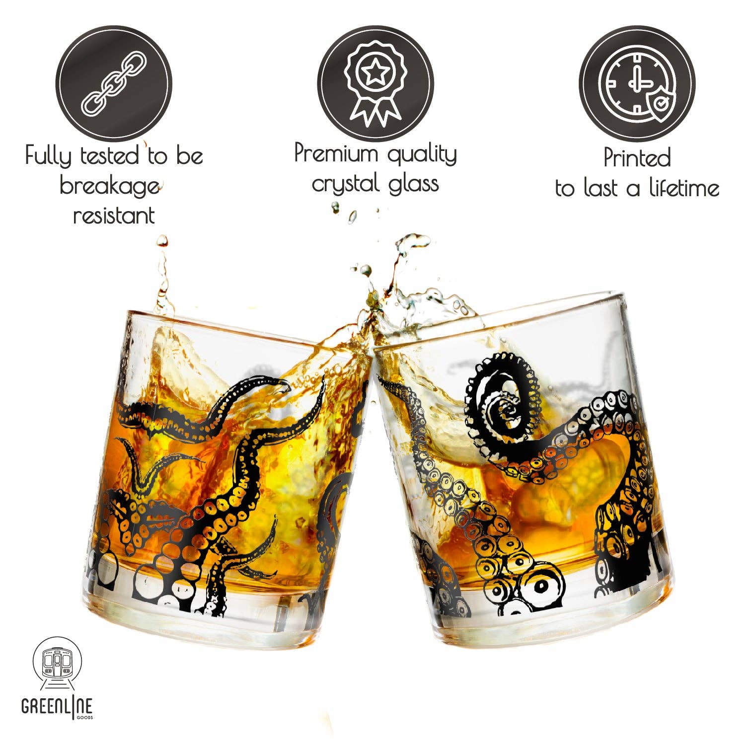Greenline Goods - Vente Verres à cocktail/alcool - Verres à whisky pieuvre4