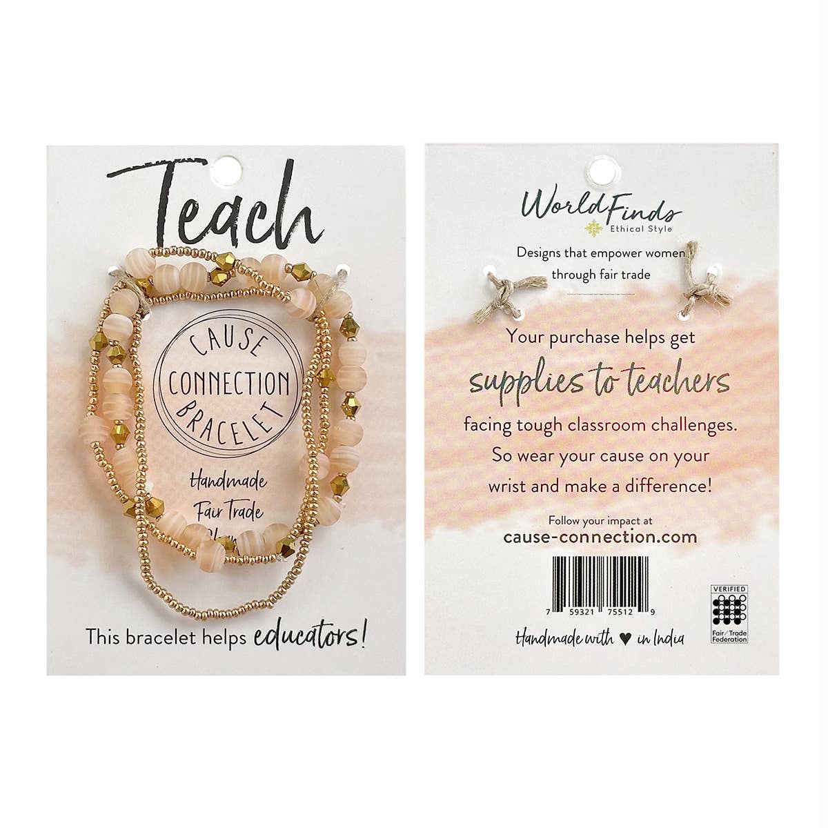 WorldFinds - Vente Bracelet de perles - Enseigner • Bracelet de cause1