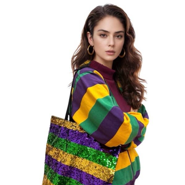 Mardi Gras Sequin Tote Bag for wholesale by KBW Global Corp.