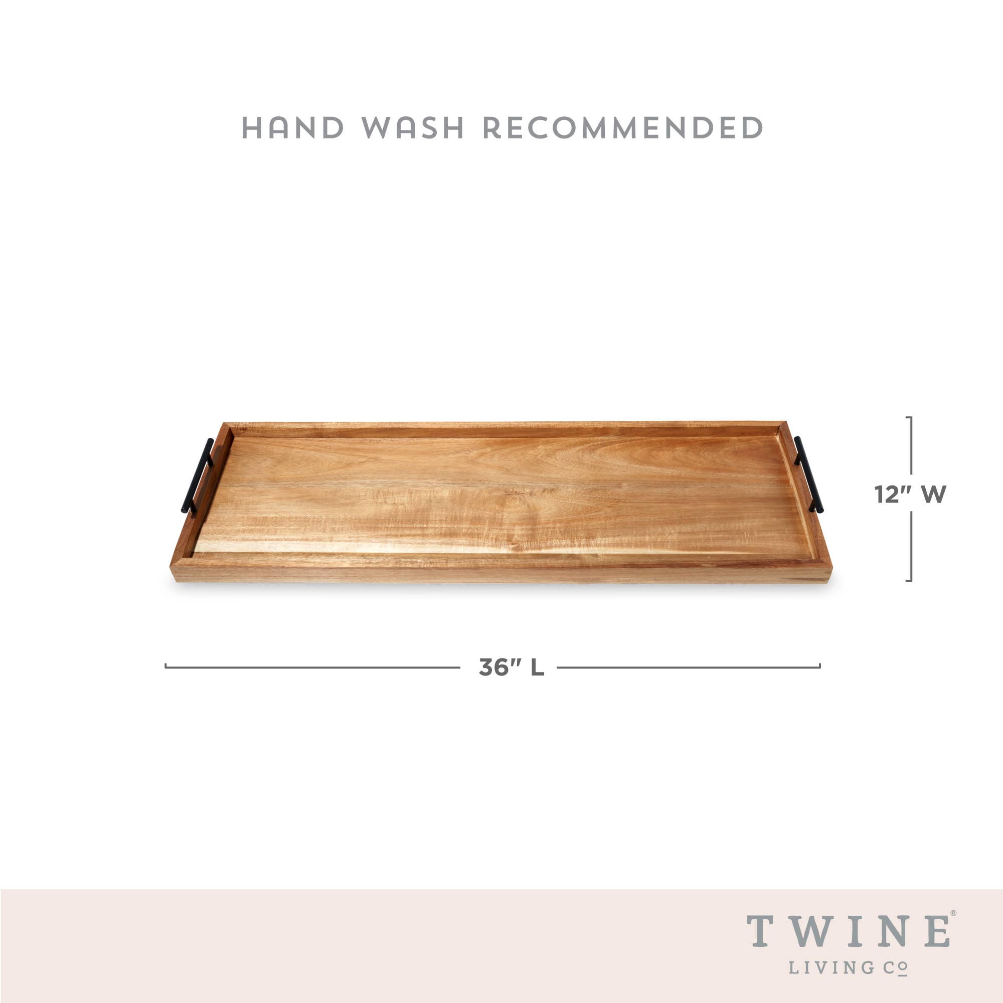 Twine - Wholesale Serving Tray - The Longboard 36 inch Acacia Cheese Platter w Metal Handles5