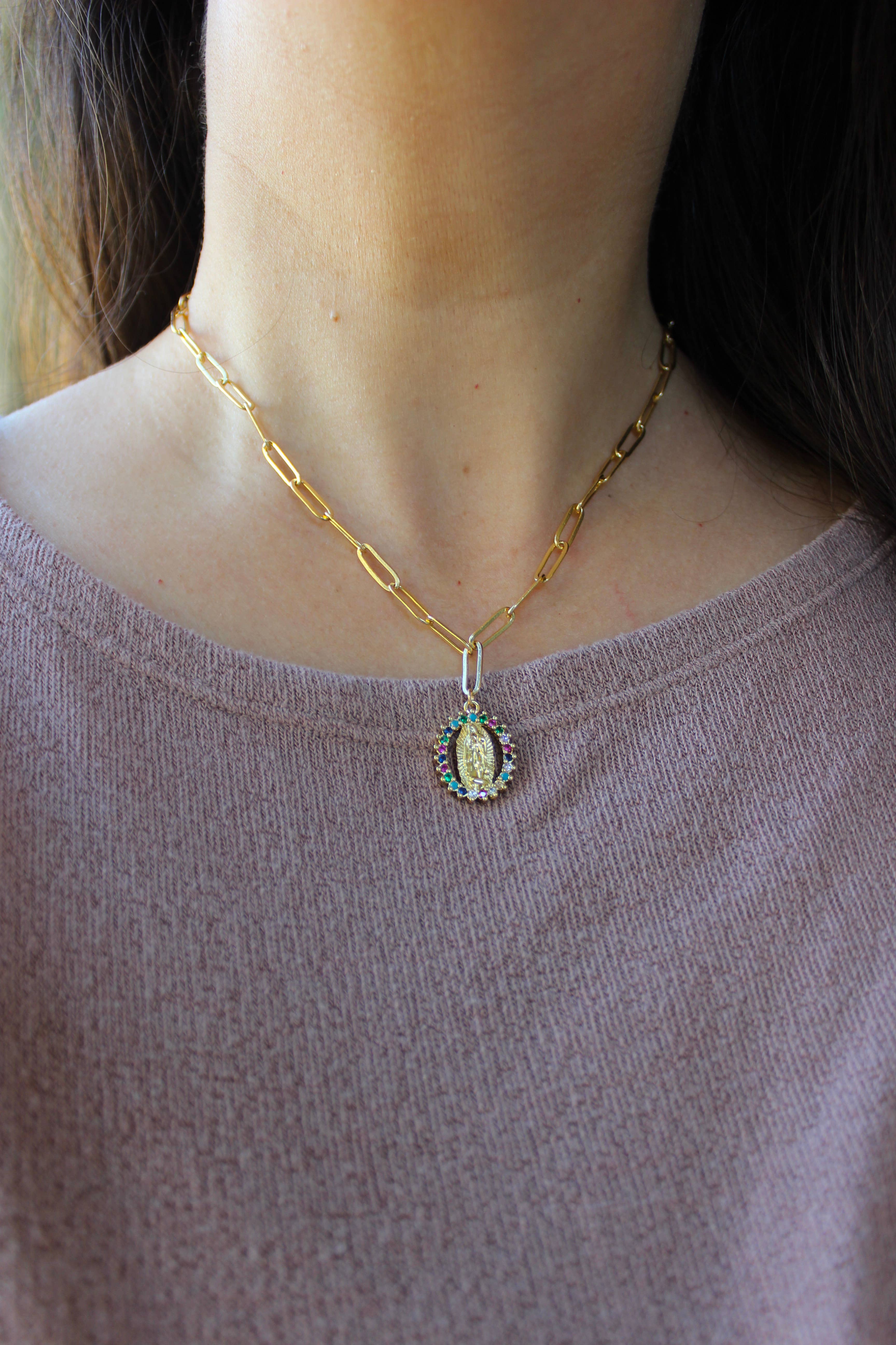 Laalee Jewelry – Engroshandel Halskæde med vedhæng – Jomfru Maria Paperclip kæde halskæde, religiøse smykker1