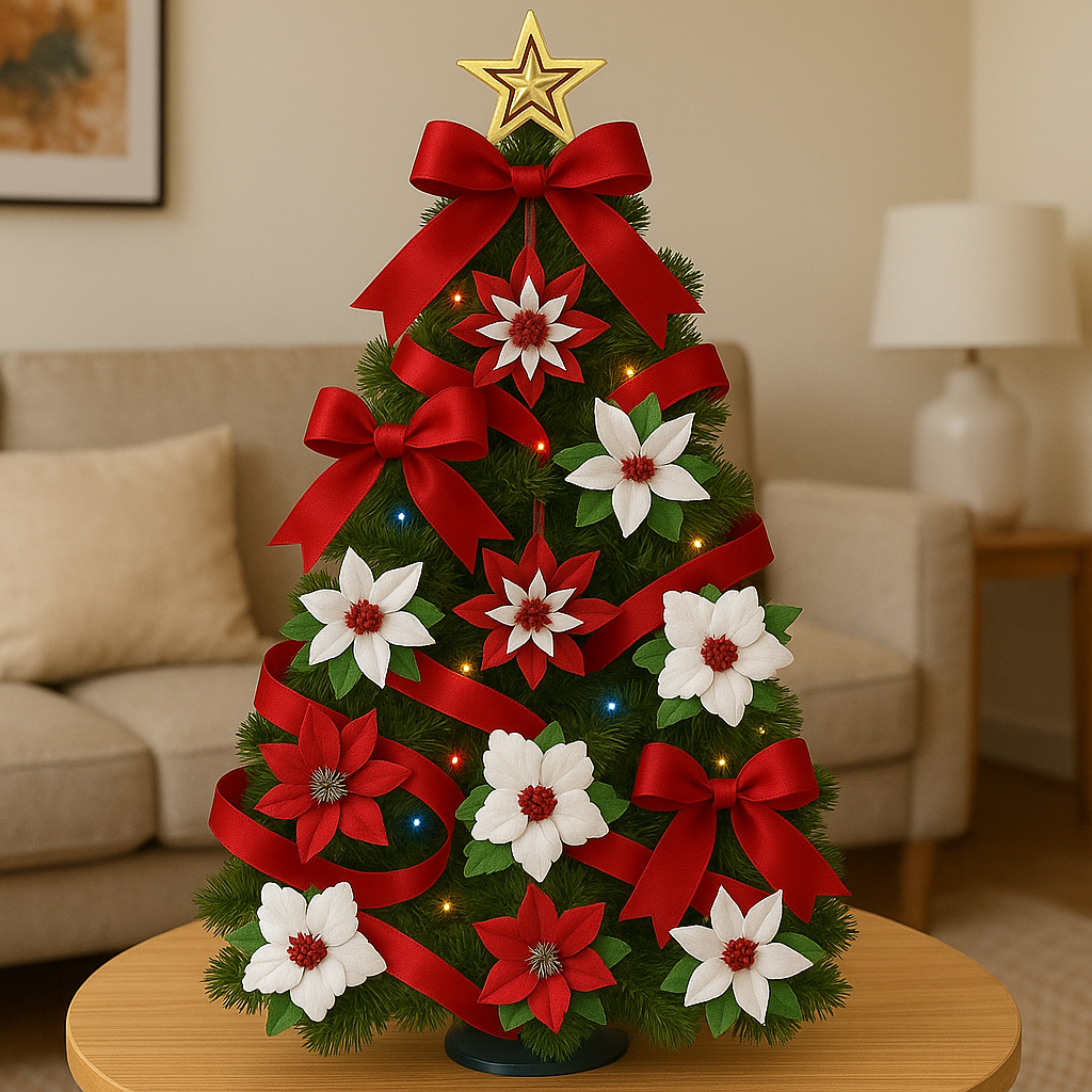 Sunflower Handmade leather inc - Wholesale Ornament - 12 pcs poinsettia flower leather ornaments3