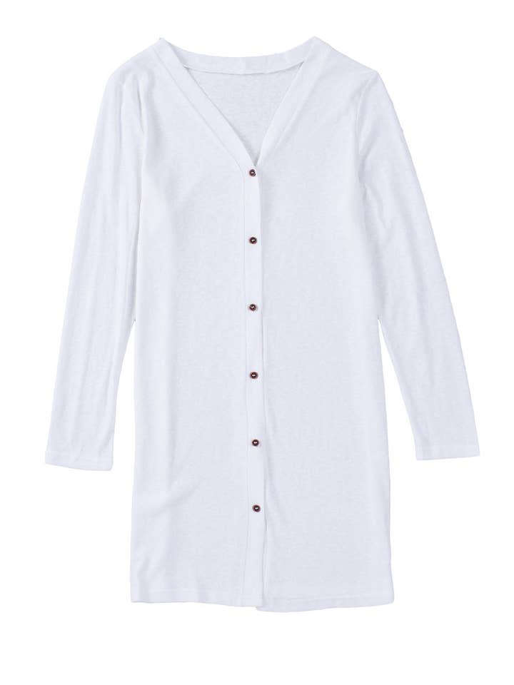 White Solid Color Open-Front Buttons Cardigan for wholesale on Faire6