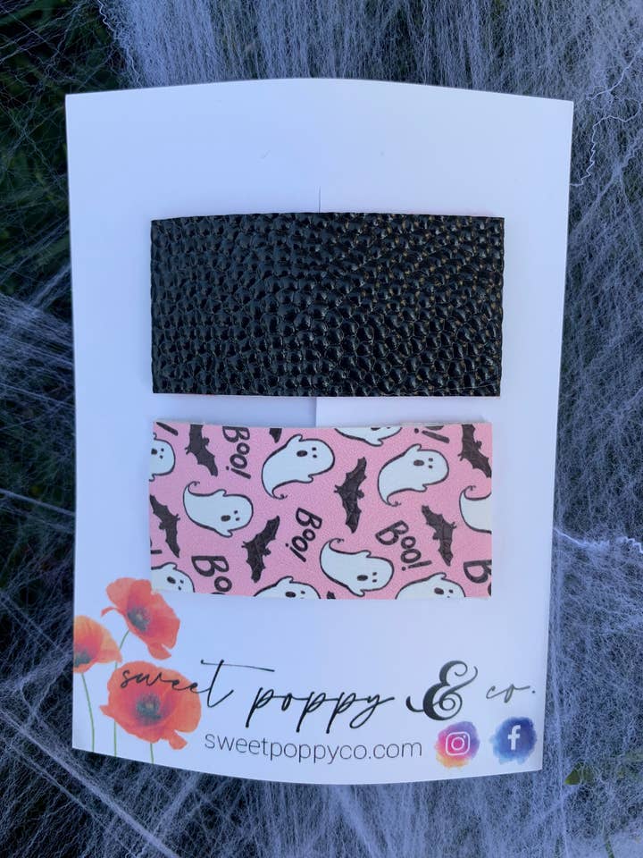 Pink Ghost snap clip set for wholesale by Sweet Poppy & Co.