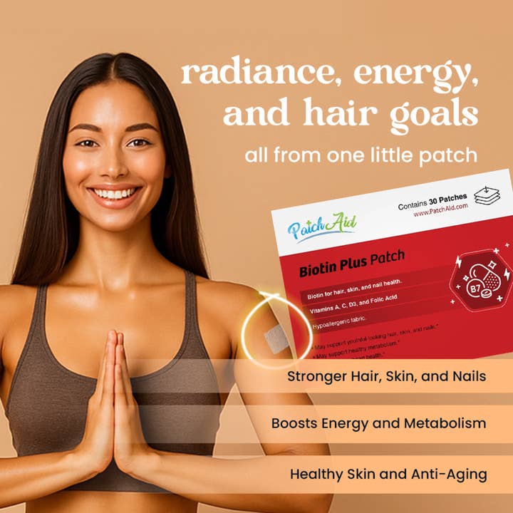 PatchAid - Wholesale Oral Supplement/Vitamin - Biotin Plus Vitamin Patch - Hair, Skin, and Nails Support 3