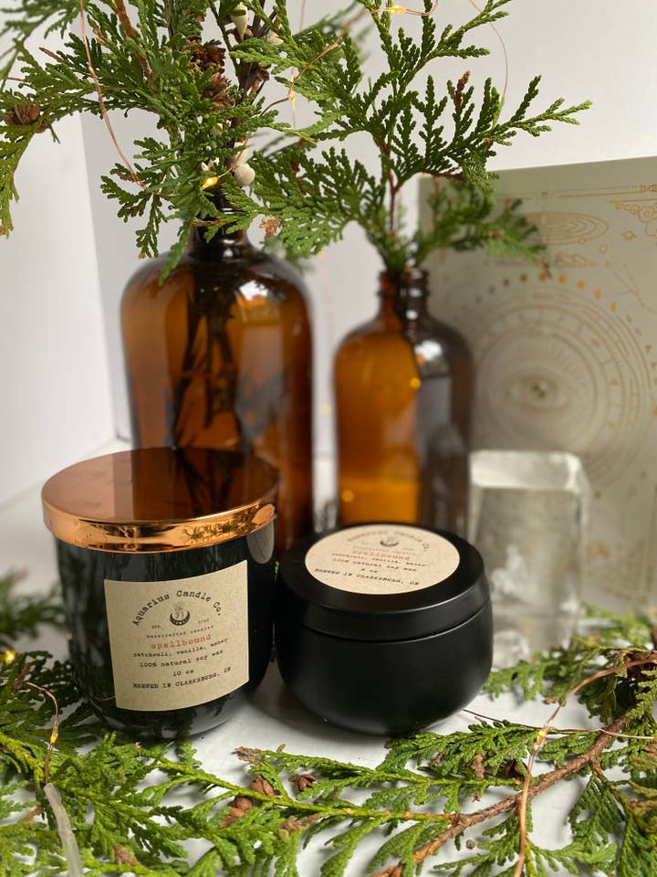 Spellbound Scented Soy Wax Candle- Sandalwood, Amber for wholesale by Aquarius Candle Co.