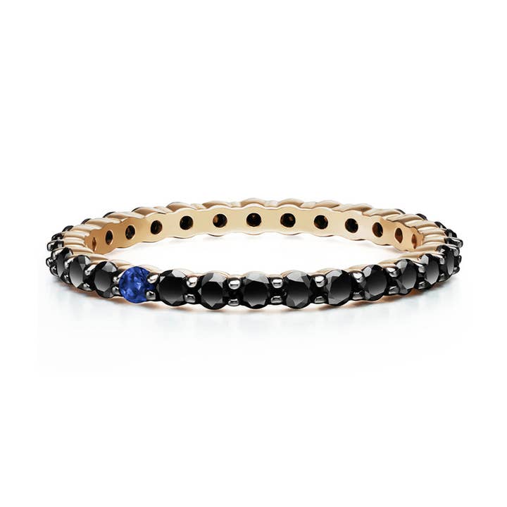 Katerina Ring | Saphir avec Diamants Noirs pour la vente par Selin Kent