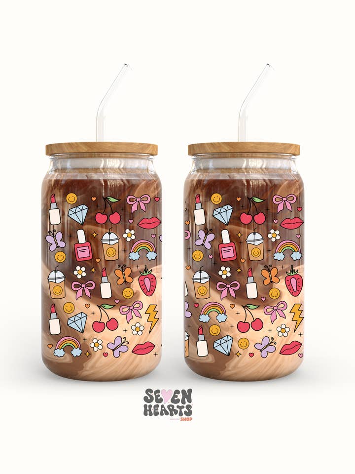 lip stick 16oz Glass Cup for wholesale by Seven hearts shop