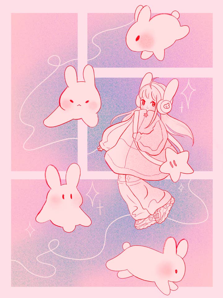 Hasen Riso-Druck für den Großhandel von vickyisdrawing