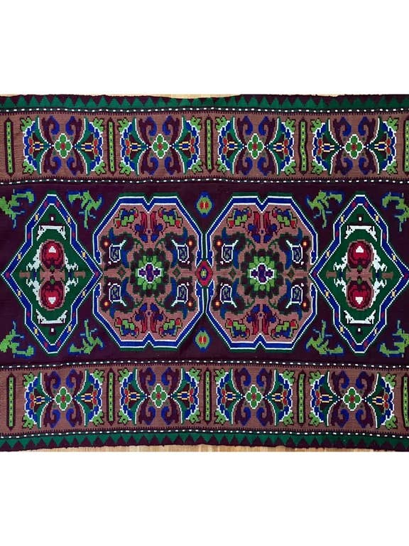 Handwoven vintage accent geometrical rug, colorful wool for wholesale by MADE WITH LOVE RO SRL