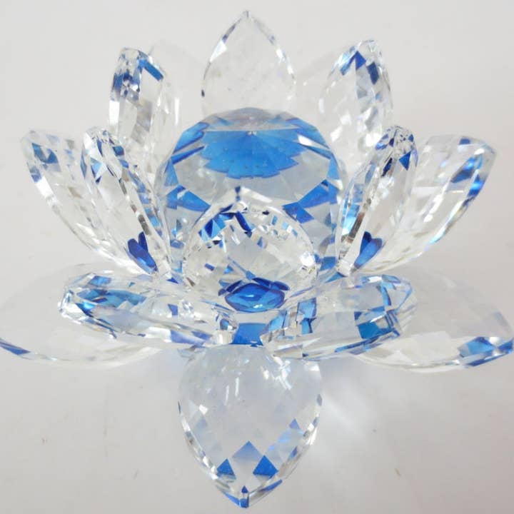 Kl-u-Ra Magie des Lebens - Wholesale Decorative Tabletop Object - Crystal Lotus Blossom Blue - 13 cm0