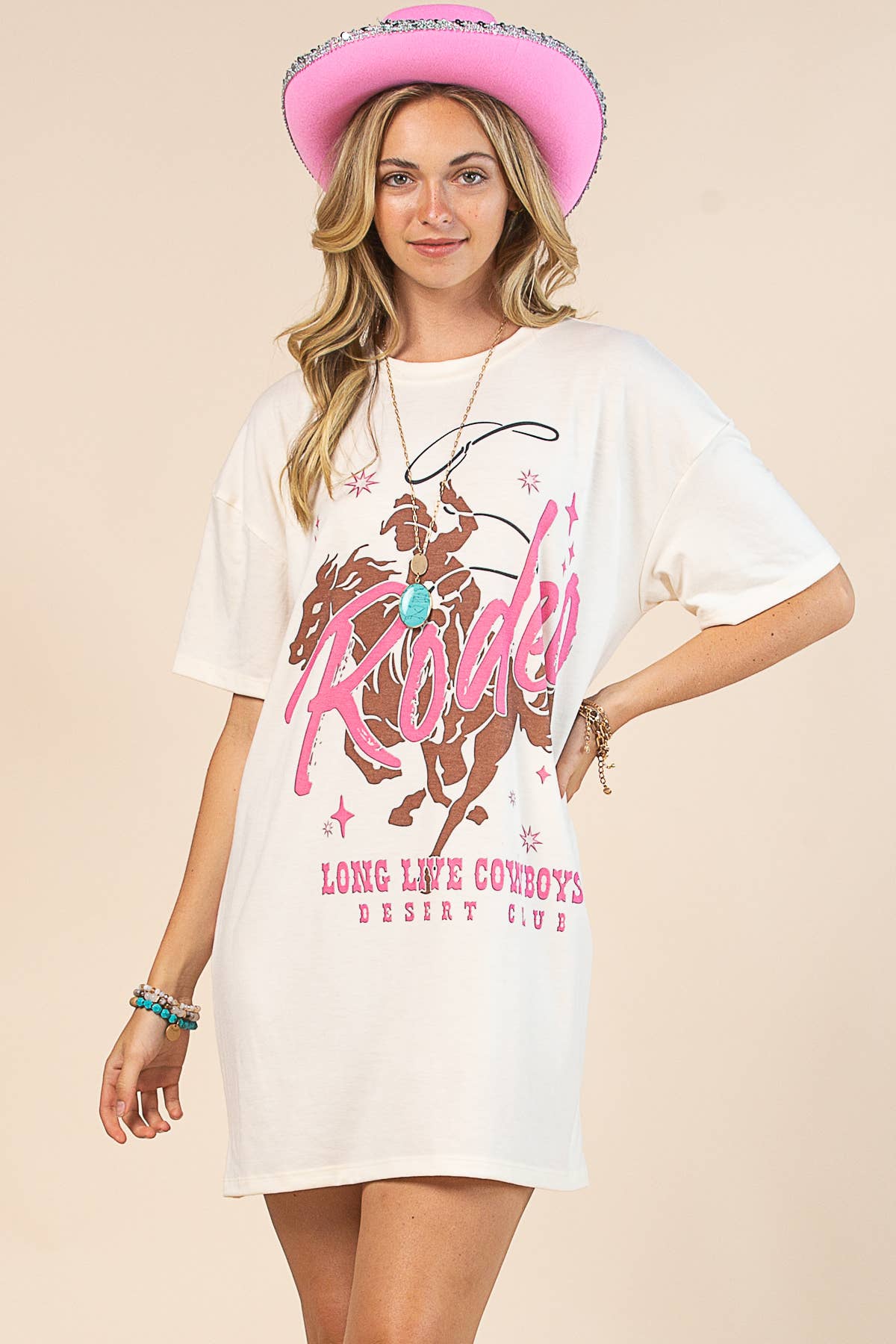 VANILLA AV1202-CELIA WESTERN RODEO GRAPHIC T-SHIRT DRESS for wholesale on Faire6