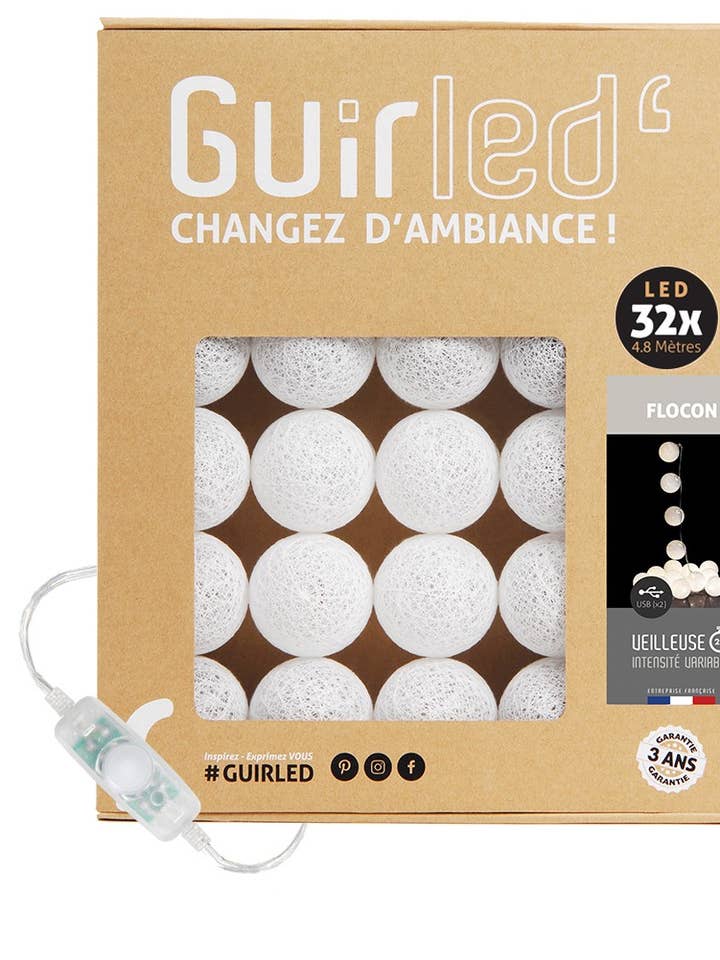 Klassiske snefnug streng lys bomuld LED bolde for engroshandel hos Guirled