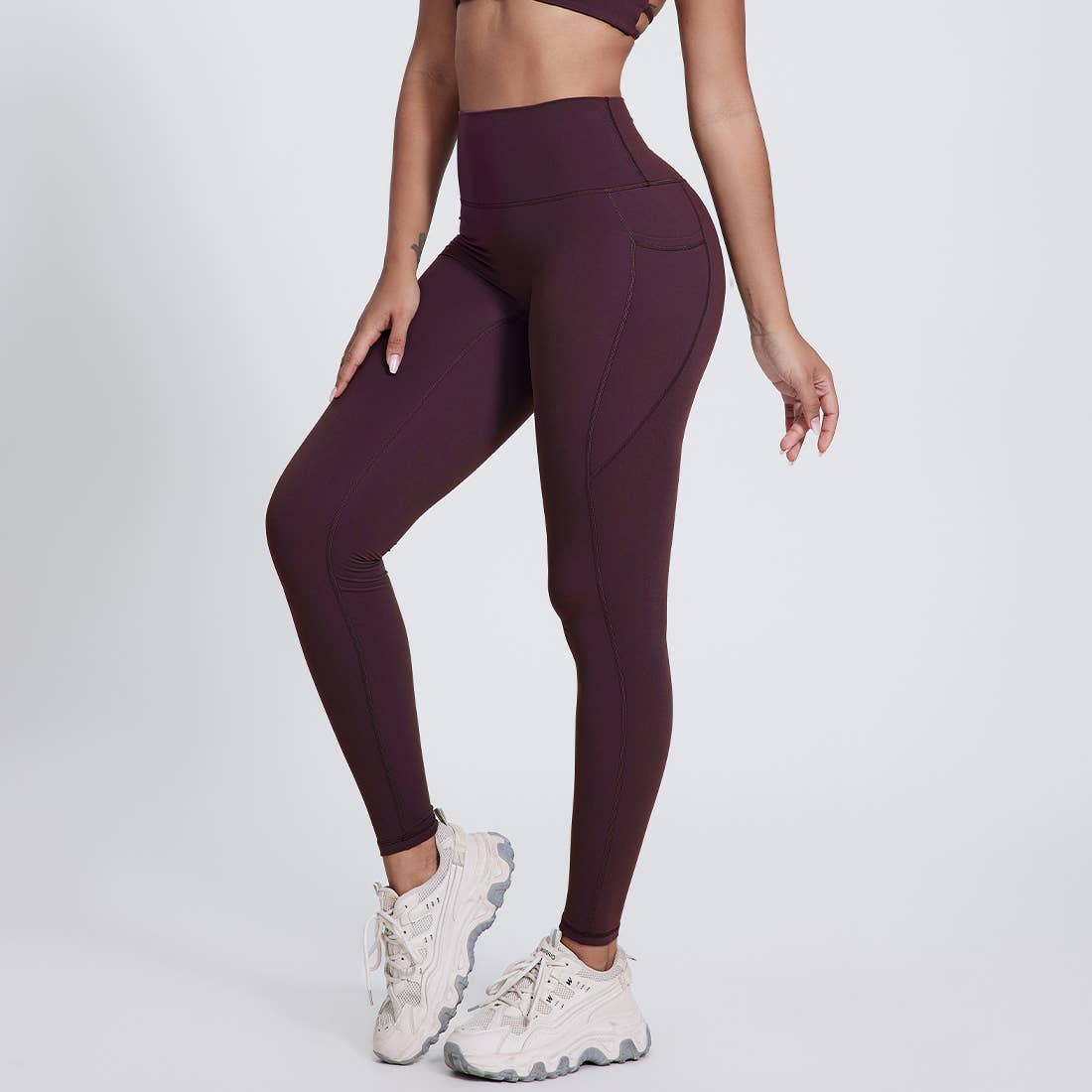Sodalemon – Leggings de desporto/casuais - Mulher por atacado – Calças de Ioga com Bolsos Laterais para Mulheres, Leggings Desportivas sem Costura Frontal16