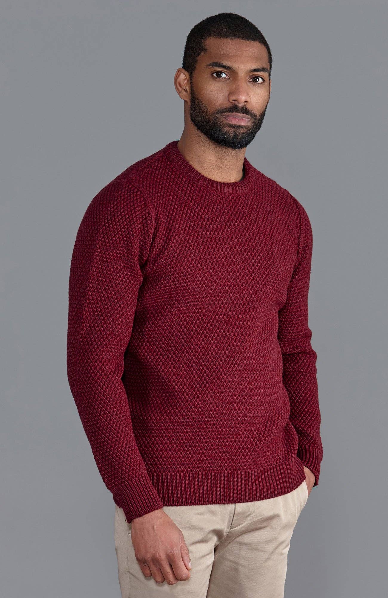 Paul James Knitwear - Wholesale Knit Sweater - Men's - Mens Chunky Merino Moss Stitch Fisherman Jumper4