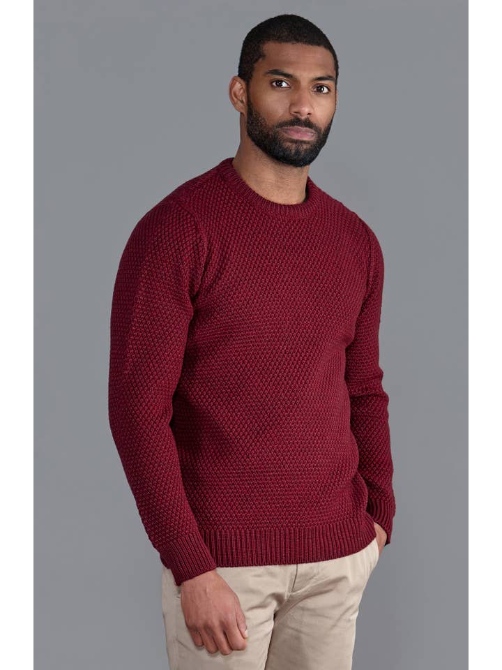 Paul James Knitwear - Wholesale Knit Sweater - Men's - Mens Chunky Merino Moss Stitch Fisherman Jumper4