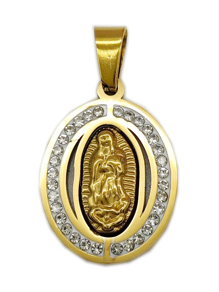 Edelstahl-Rhinestone Virgen De Guadalupe Anhänger für den Großhandel von Lucylou Collection