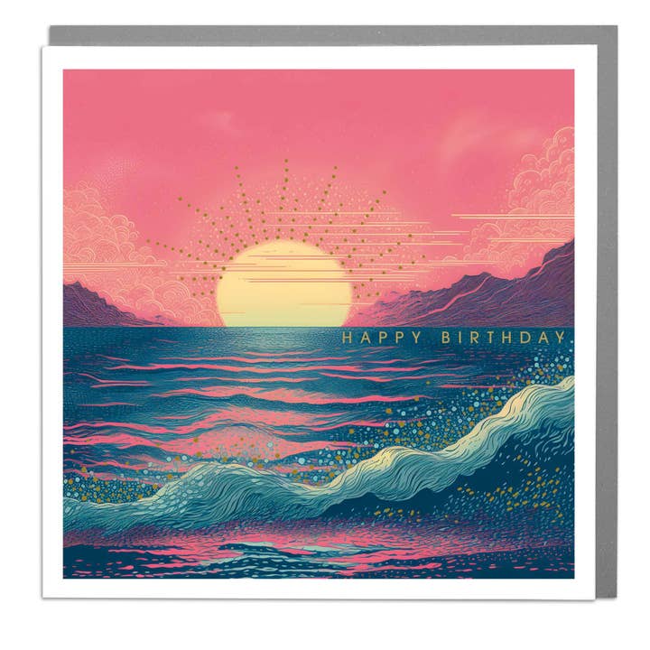Seascape Happy Birthday Card by Lola Design for wholesale by Lola Design Ltd