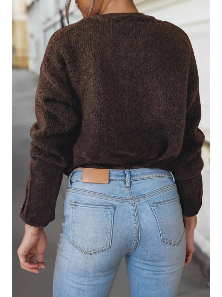 Aapparella - Wholesale Cardigan - Women's - Heart Metal Button V Neck Sweater Cardigan | S-XL1