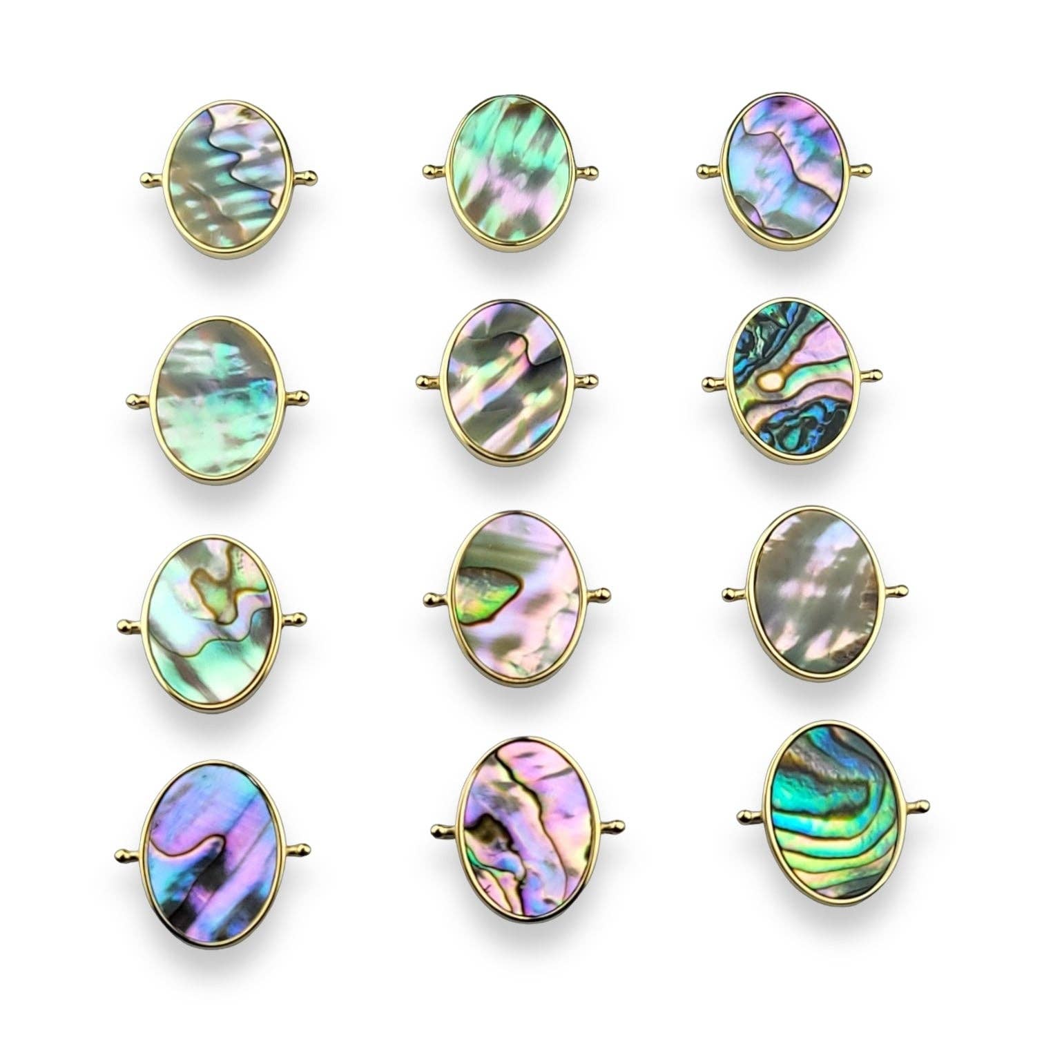 CONQUERing – Anel de cocktail/declaração por atacado – Elemento de cristal oval Abalone Shell2