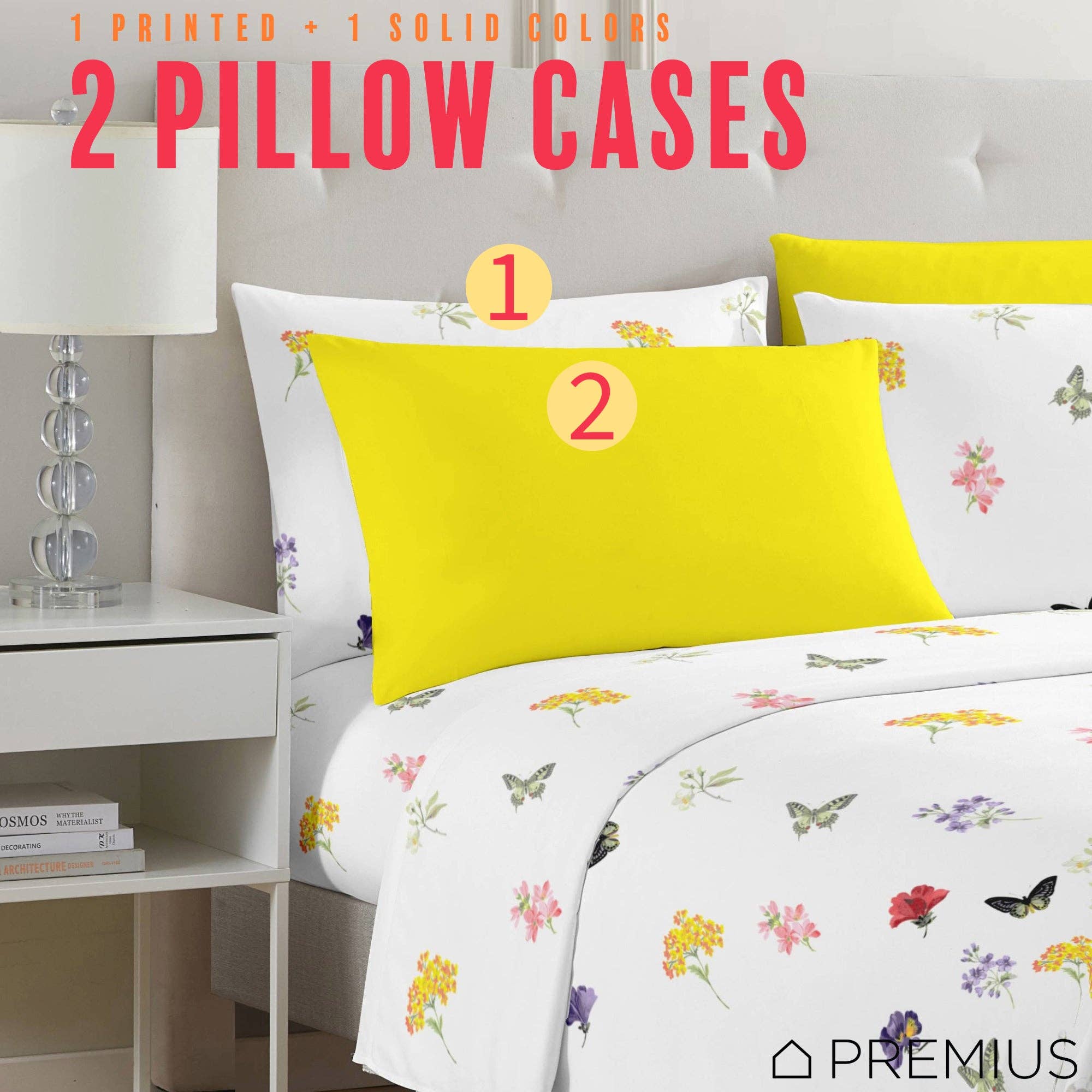 ShopBobbys - Wholesale Sheet Set - PREMIUS Butterfly Soft Wrinkle-Free Microfiber Sheet Set, White-Multi10