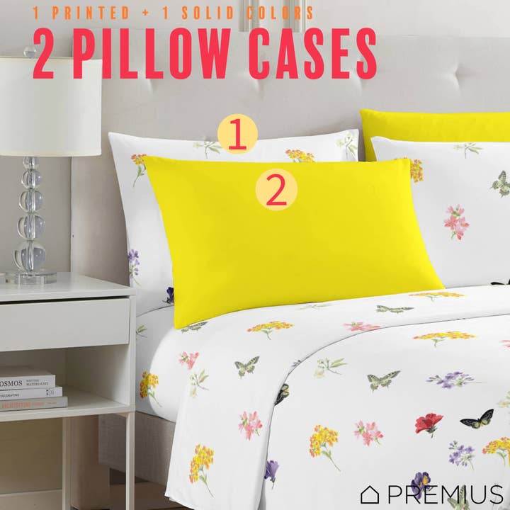 ShopBobbys - Wholesale Sheet Set - PREMIUS Butterfly Soft Wrinkle-Free Microfiber Sheet Set, White-Multi10