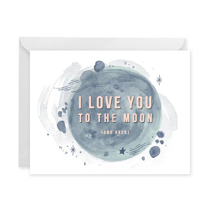I Love You to the Moon Card for wholesale by Paper Raven Co.
