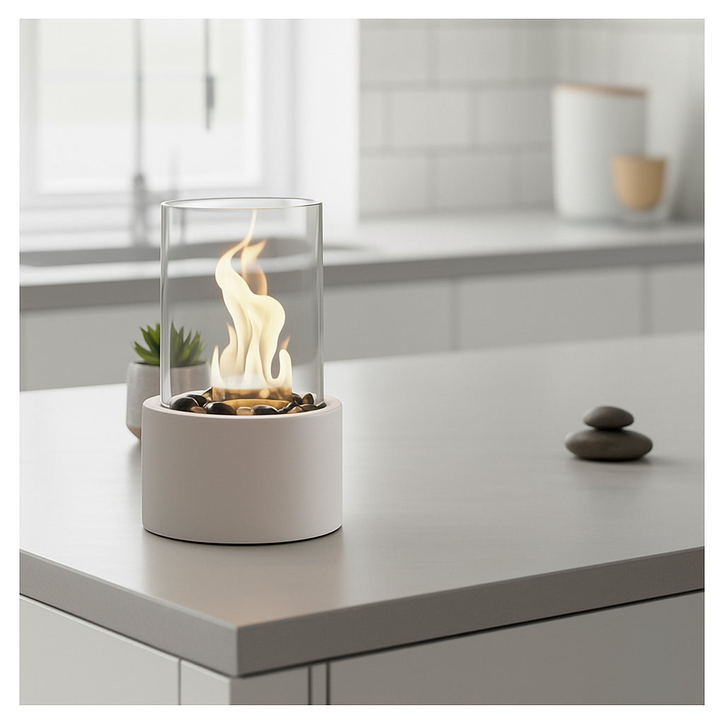 Housevitamin bv - Wholesale Flameless Candle - Table Burner - Round - Metal/Glass - Sand - 21x21x28cm0