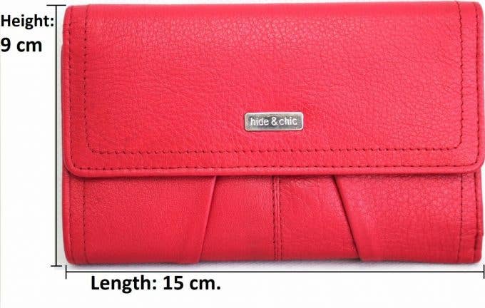 hide & chic – Engroshandel Tegnebog - Dame – RFID pung i fuldnarvet koskindslæder. Sort, brun, blå eller rød. Stil nr. 21004 Hide & Chic15