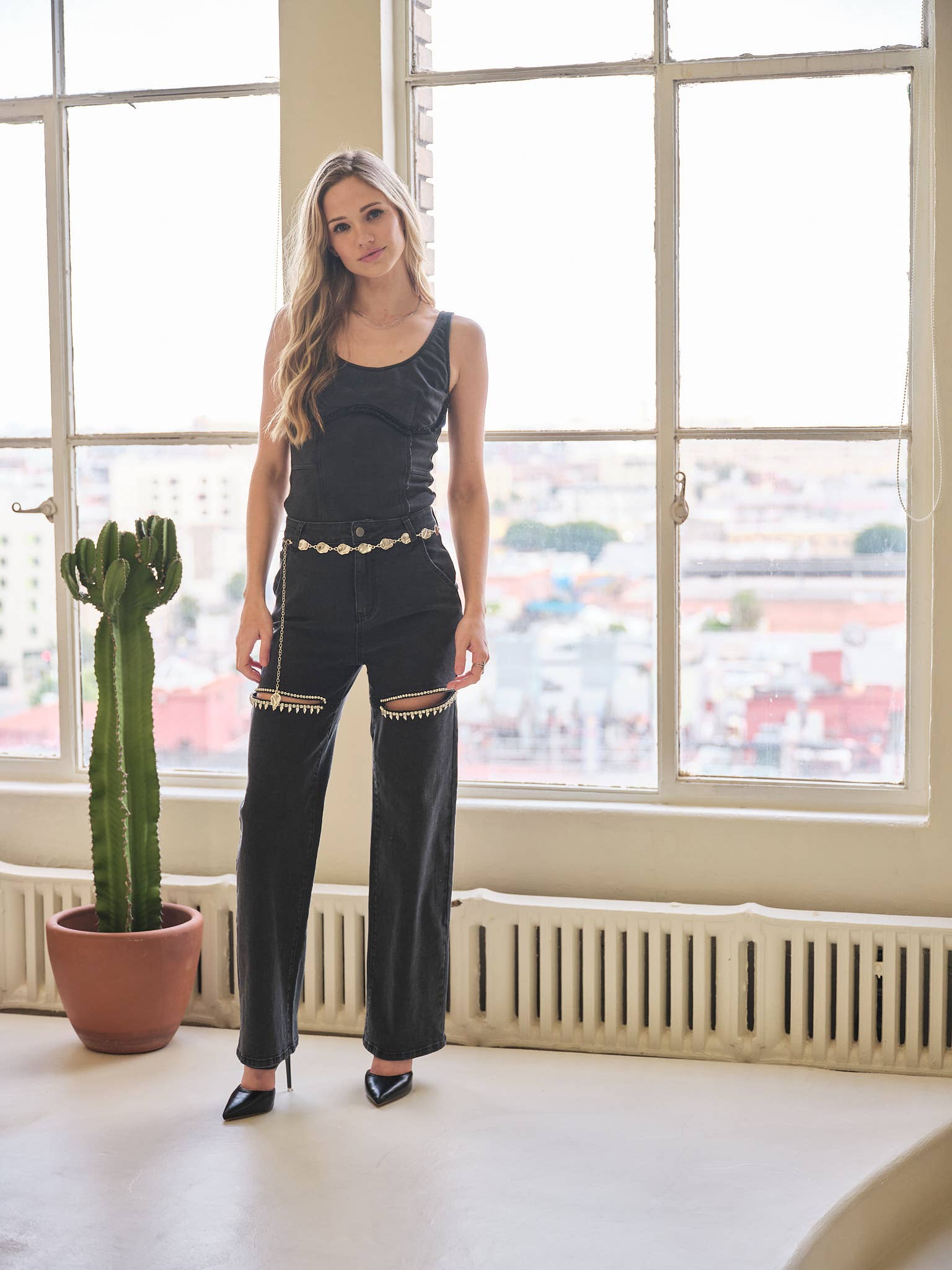 Blue B - Wholesale Jeans - Women's - 15137P-1 - Cut Out Front Rhinestone Washed Denim Jeans12