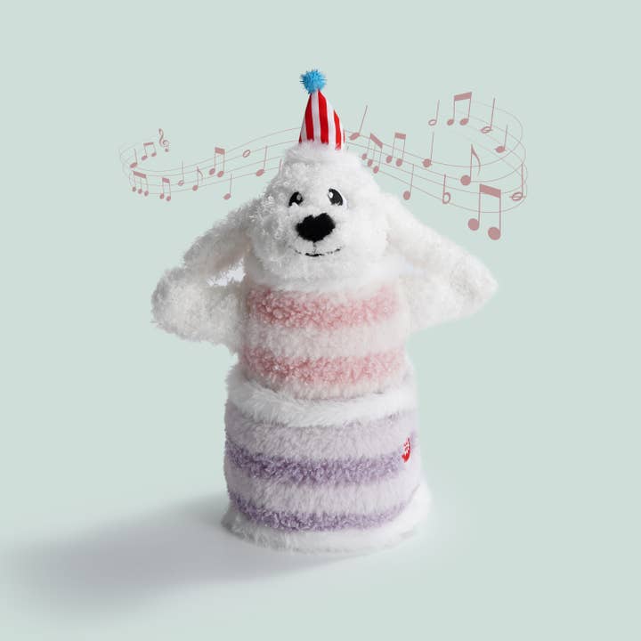 Nocciola - Wholesale Pet Plush Toy - Dog - Fuzzwoof Singing and Dancing Birthday Cake Dog Toy1