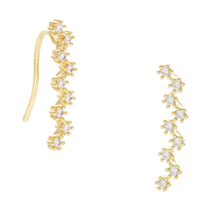 Fashion City - Wholesale Ear Jackets/Climbers - CZ Gold Dipped Ear Crawler0