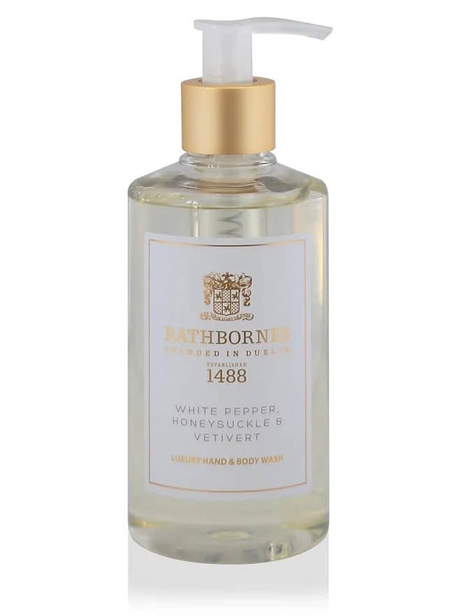 White Pepper, Honeysuckle & Vetivert Luxury Hand And Body Wash for wholesale by Rathbornes 1488