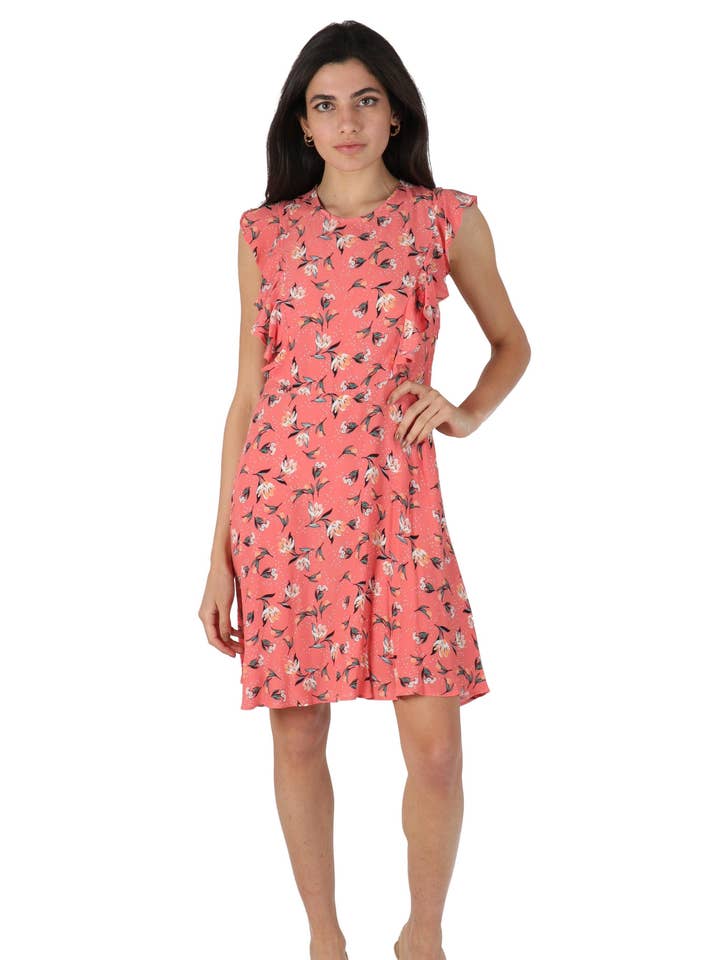 Minikleid mit Rüschendetails und Blumenmuster für den Großhandel von Marina Kaneva