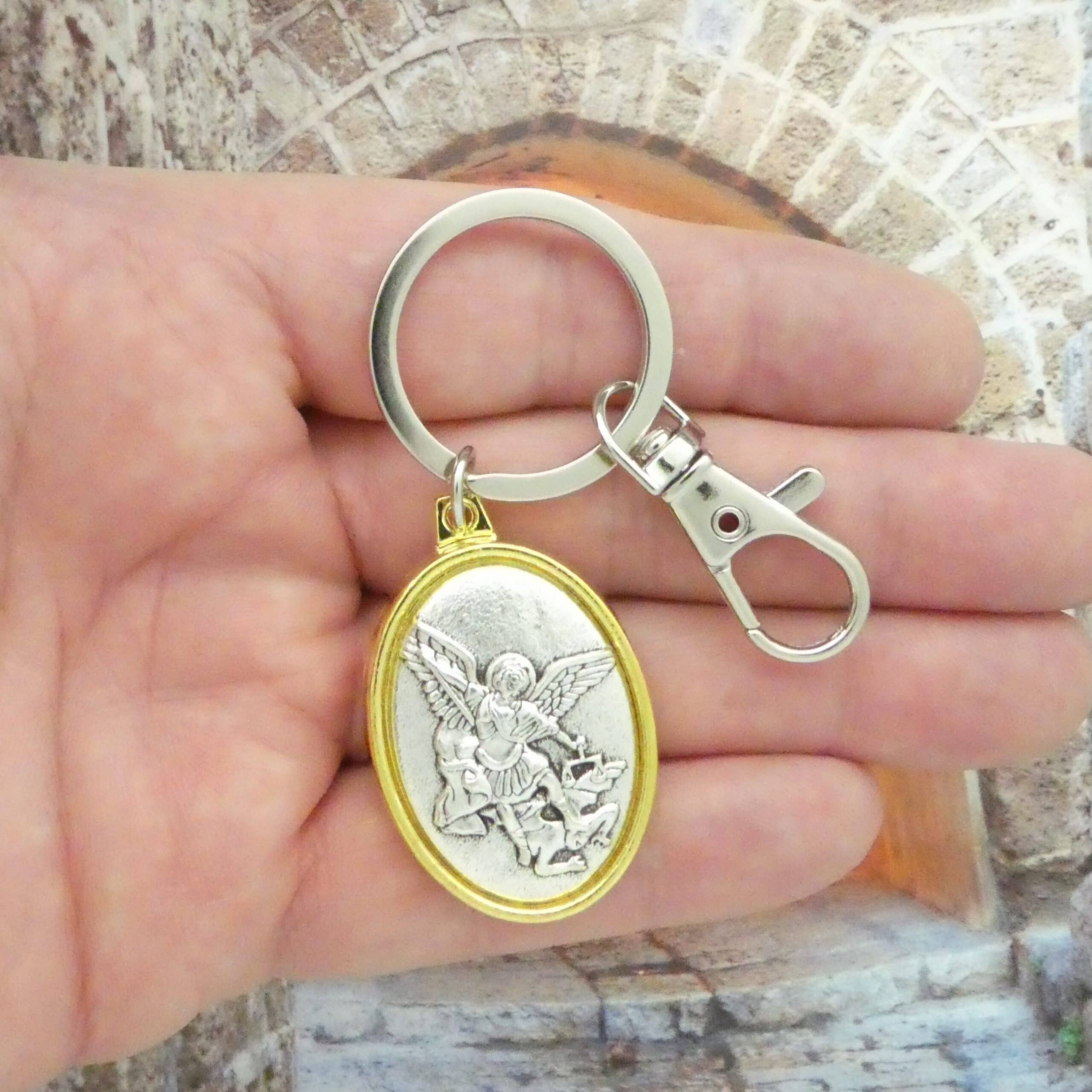 Treasure Island - Wholesale Keychain - Unisex - St Michael Unisex Keychain in Silver and Gold by TIJC