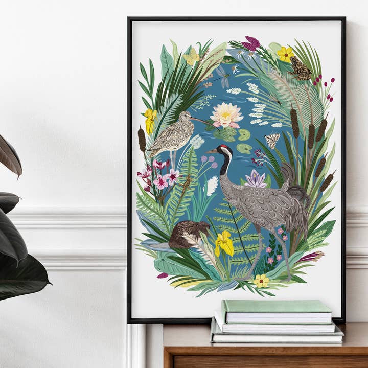 Wetlands habitat print for wholesale by Bea Baranowska Illustration