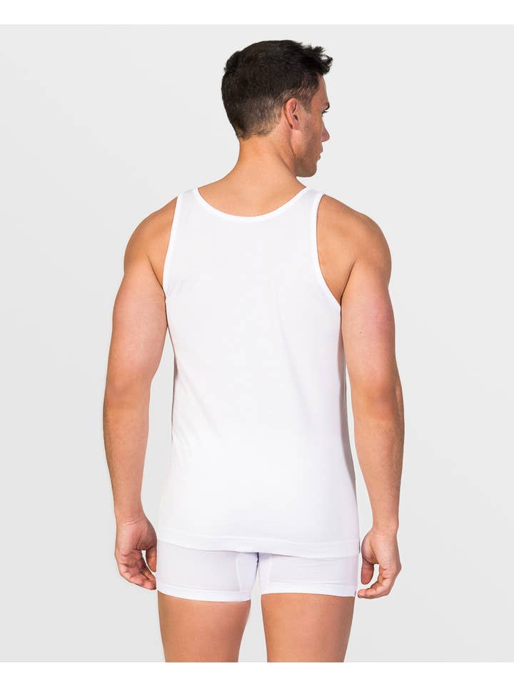 White Men's tank top 100% mercerized cotton for wholesale on Faire1