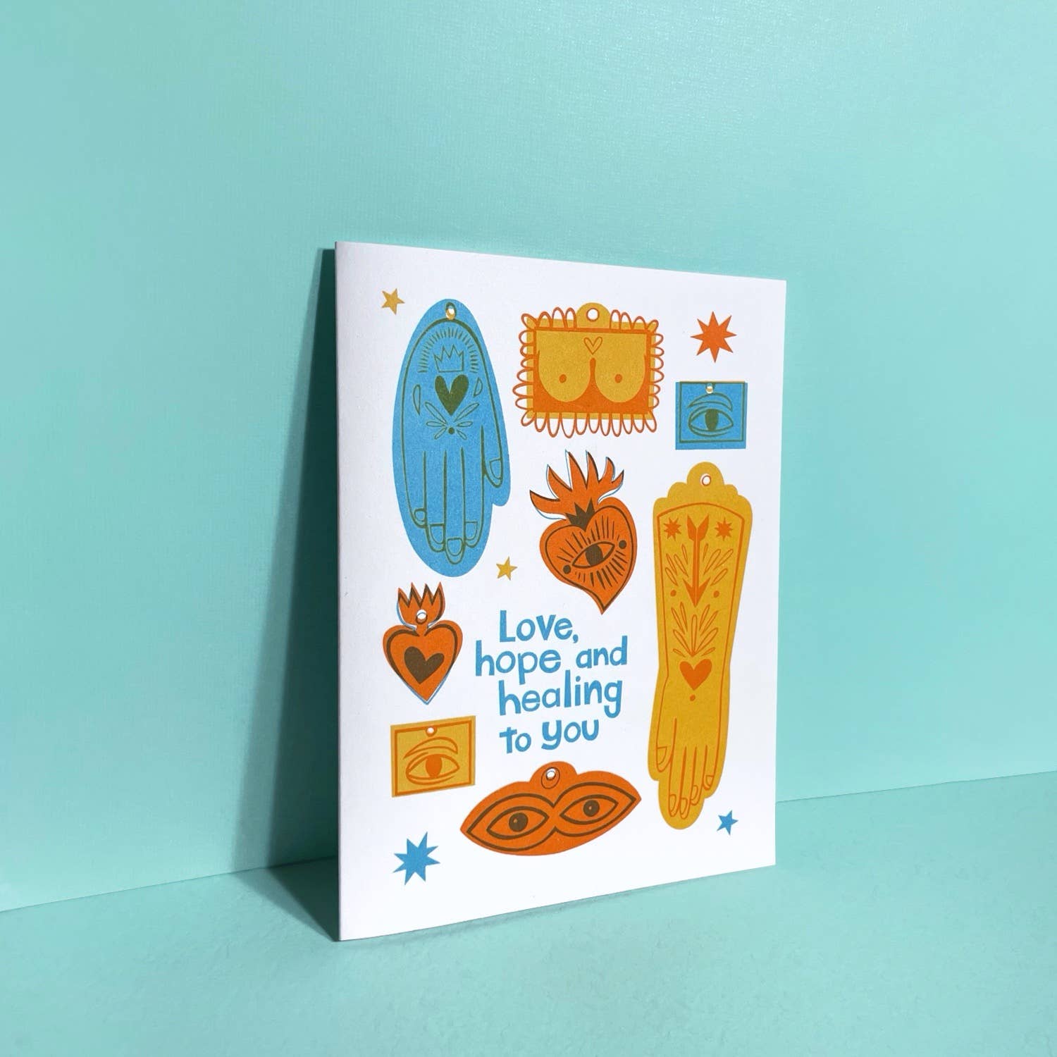 Pier Six Press - Wholesale Love Card - Hope and Healing Ex Voto - Get Well Risograph Greeting Card1