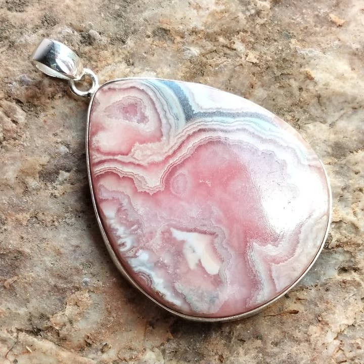 Bellissimo ciondolo unisex in argento Sterling 925 rodocrosite per la vendita all'ingrosso da parte di SILVER CAVE