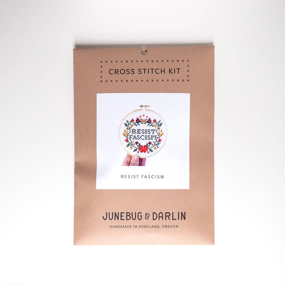 Junebug and Darlin - Wholesale Embroidery/Cross Stitch Supplies - Resist Fascism Kit3