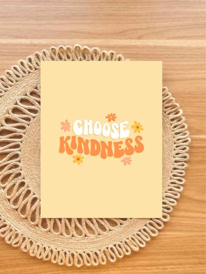 Choose Kindness Art Print Retro Groovy Positive Wall Decor for wholesale by Koll Designs