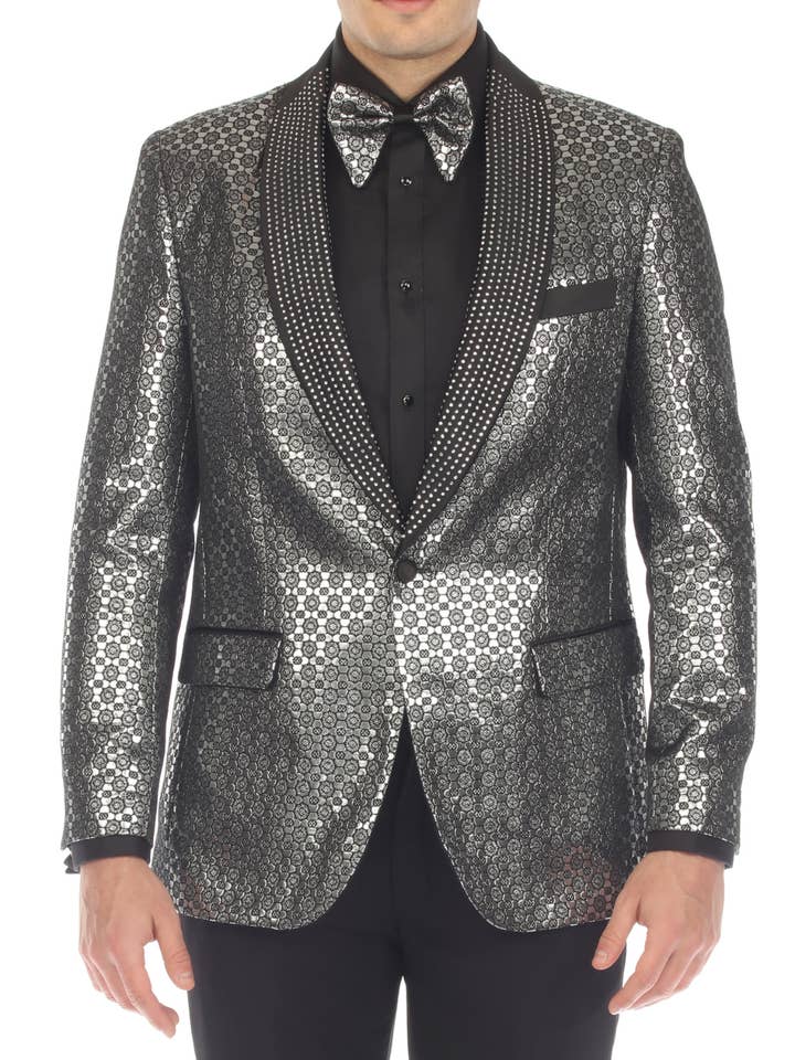 Men's Mojito Silver Shawl Collar Tuxedo 1 Button 2 Vent Slim Fit for wholesale by Ferrecci