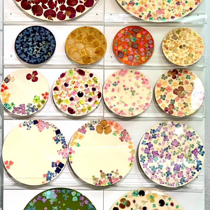 Pressed Flowers Lazy Susan for wholesale by Restoration Oak