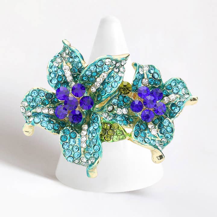 Rhinestone Crystal Bloom Flower Stretch Ring
for wholesale by Sensibling Corp.