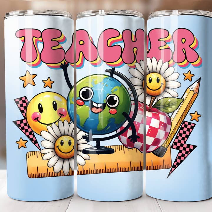 Gobelet Teacher Retro Daisy Skinny 20 oz pour la vente par JAC Wholesale