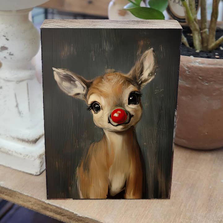 Redeemed Decor – Impressão artística por atacado – Bloco Impresso Rudolph 3,5x5"0