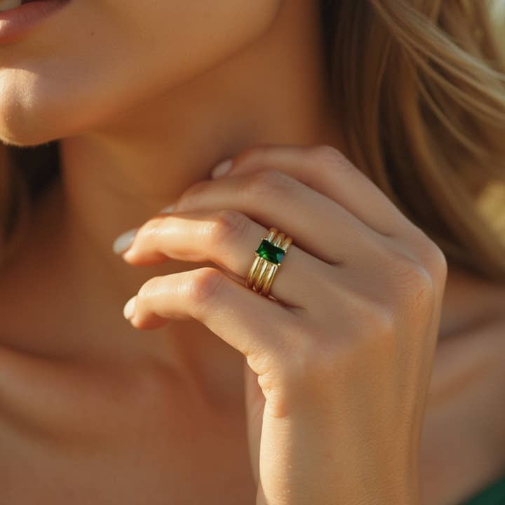 Triple Band Emerald Ring for wholesale by Rune and Light